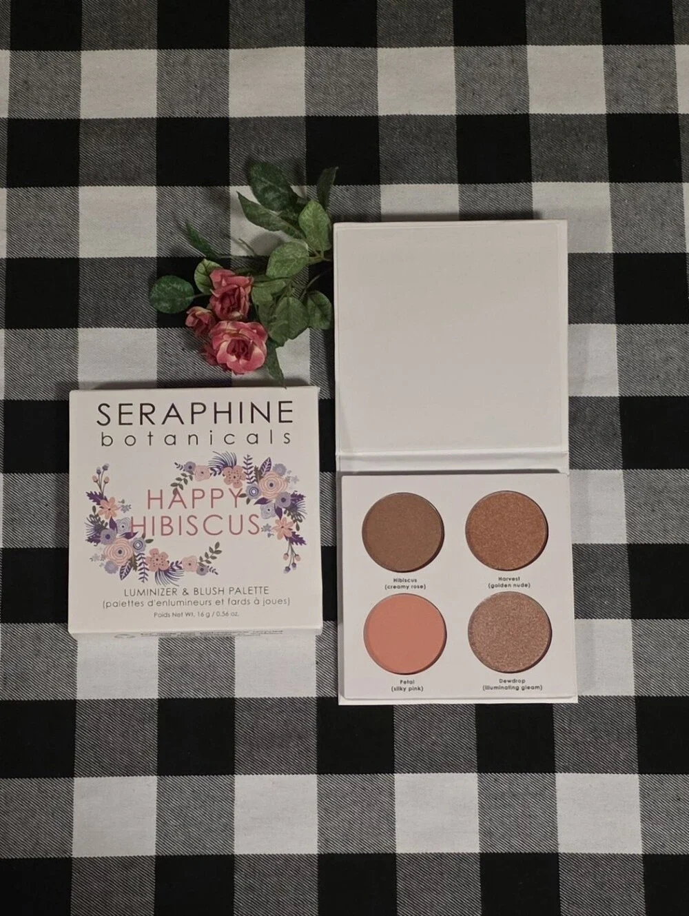 Seraphine Botanicals Happy Hibiscus Blush & Luminizer Palette — Peachy Pink